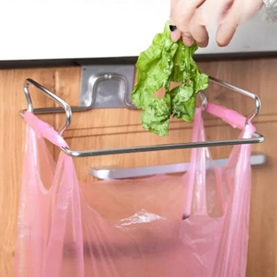 Kitchen Trash Rack Cabinet Door Garbage Bags Holder Stainless Steel Garbage Rack With Hanging Bracket Kitchen Gadgets garbagecan