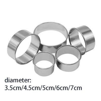 5PCS Round Stainless Steel Biscuit Mold Dumpling Skin Cutting Mold DIY Biscuit Pastry Cake Baking Tools Kitchen Baking Gadget
